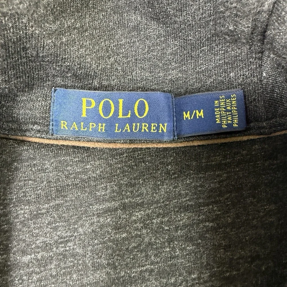 Polo Ralph Lauren Sweater Men's Size Medium Shawl Collar Cardigan Grey Button Up